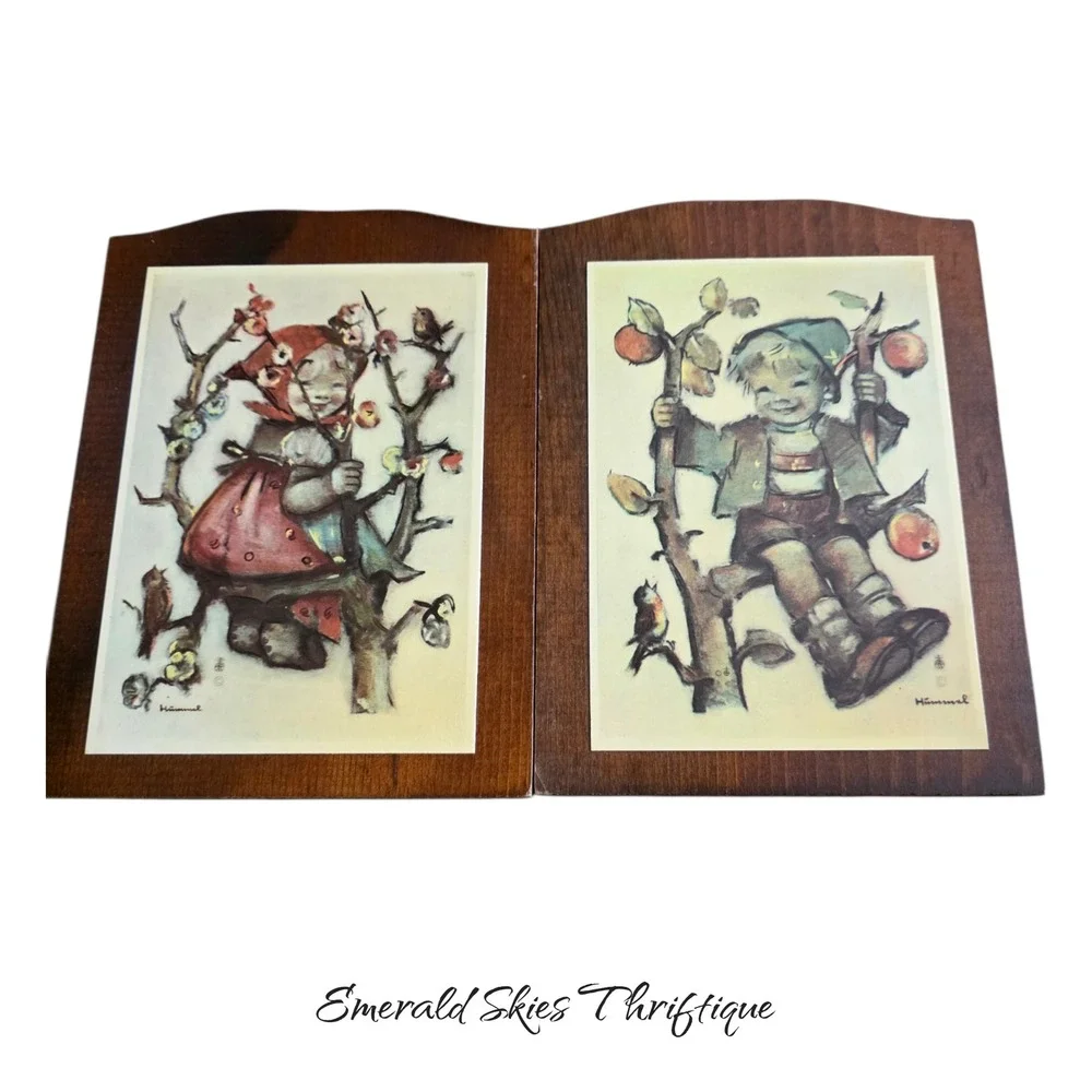 Vintage lot  HUMMEL Character Wood Wall Decor boy girl floral tree free ship